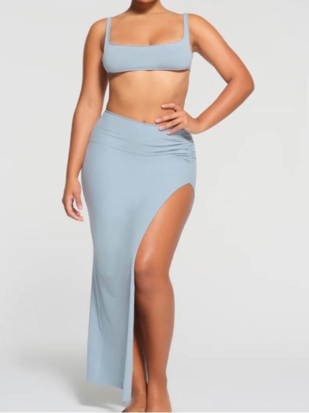 SKIMS Raw Edge Skirt in Denim NWT